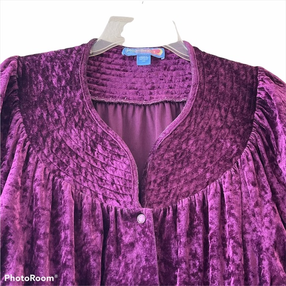 Moonbeams PURPLEE Robe House Coat crushed velvet snap front Size XXL. - Picture 5 of 14